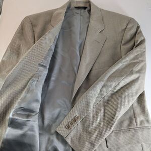 Brooks Brothers 346 Men's 41R Silk Wool Houndstooth Beige‎ Suit Jacket Blazer